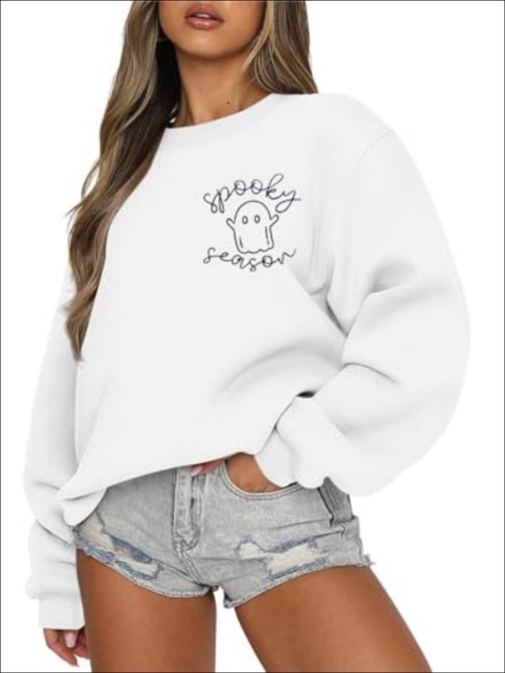 Women's Halloween Sweatshirt Crewneck Long Sleeve Letter Print Pullover